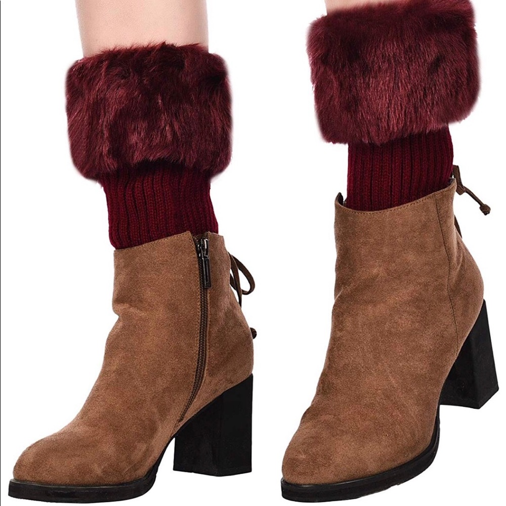 🔥🎁🍷Women’s Fur boot cuffs -Wine !!